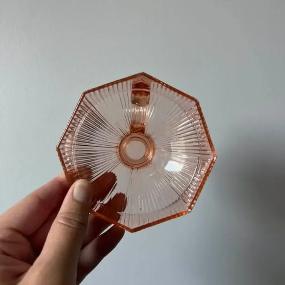 Vintage Pink Glass Chamberstick Candle Holder